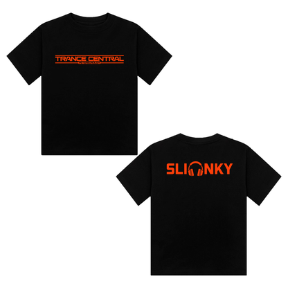 Slinky X Trance Central Neon UV Reactive Logo Front & Back Print Cropped Tshirt