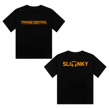 Slinky X Trance Central Neon UV Reactive Logo Front & Back Print Cropped Tshirt