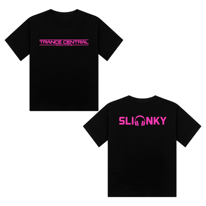 Slinky X Trance Central Neon UV Reactive Logo Front & Back Print Cropped Tshirt