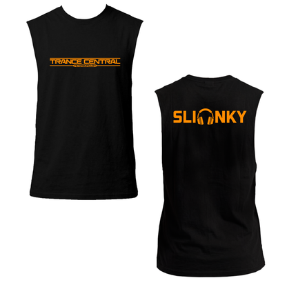 Slinky X Trance Central Neon UV Reactive Logo Front & Back Print Sleeveless Tshirt