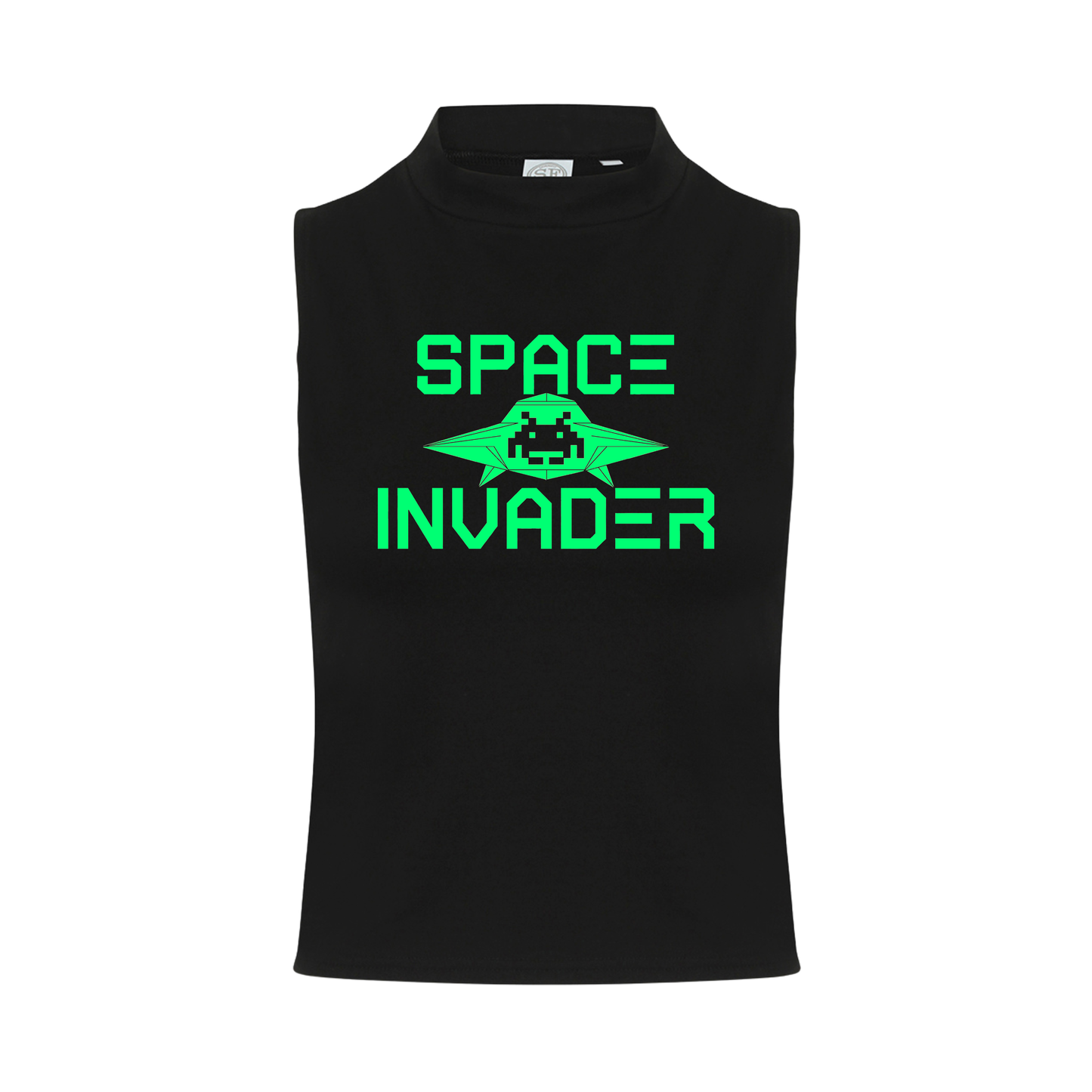 Space Invader Neon UV Reactive Sleeveless Crop