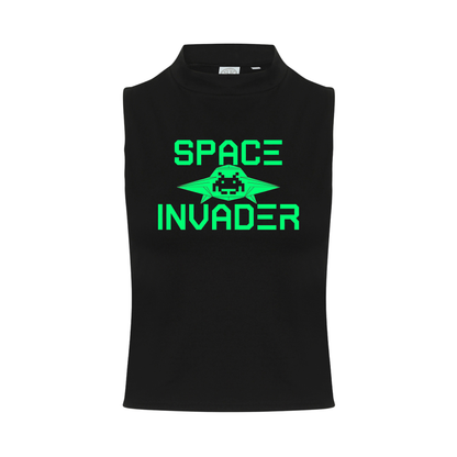 Space Invader Neon UV Reactive Sleeveless Crop