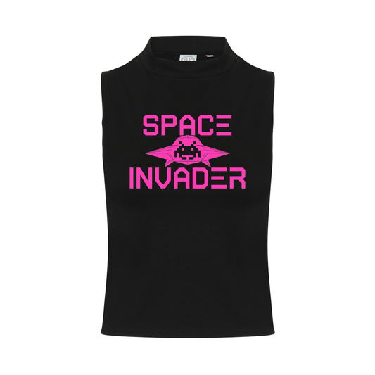 Space Invader Neon UV Reactive Sleeveless Crop