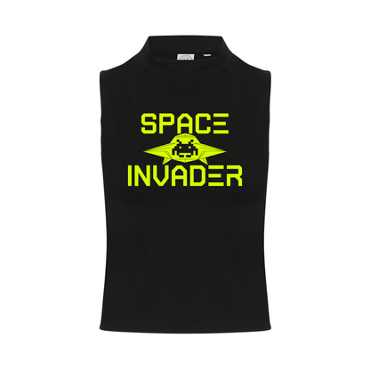 Space Invader Neon UV Reactive Sleeveless Crop
