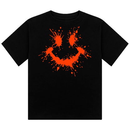 Splattered Smiley Neon UV Reactive Cropped Tshirt