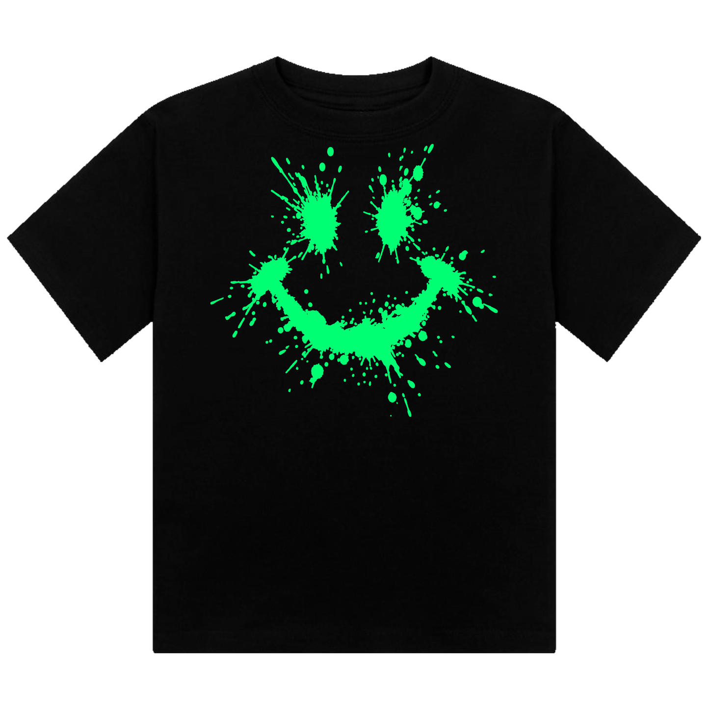 Splattered Smiley Neon UV Reactive Cropped Tshirt