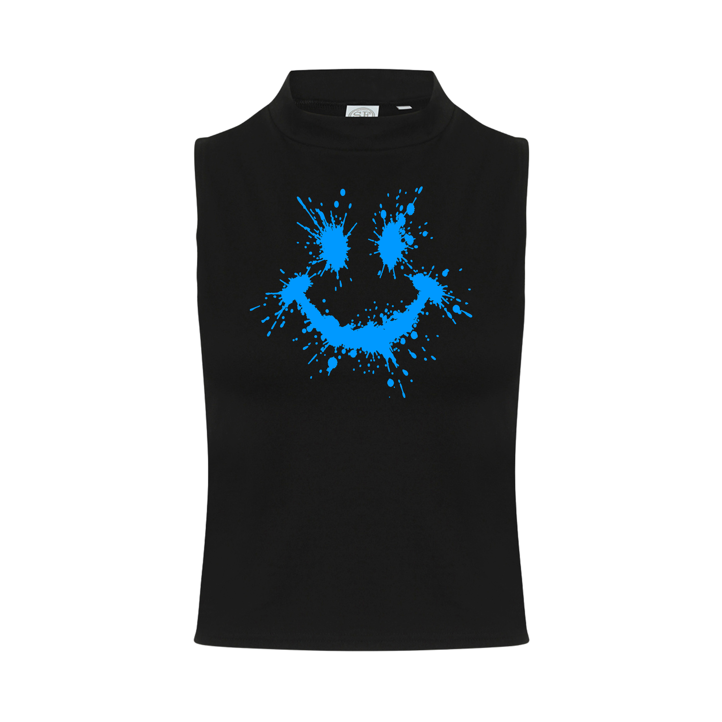 Splattered Smiley Neon UV Reactive Sleeveless Crop