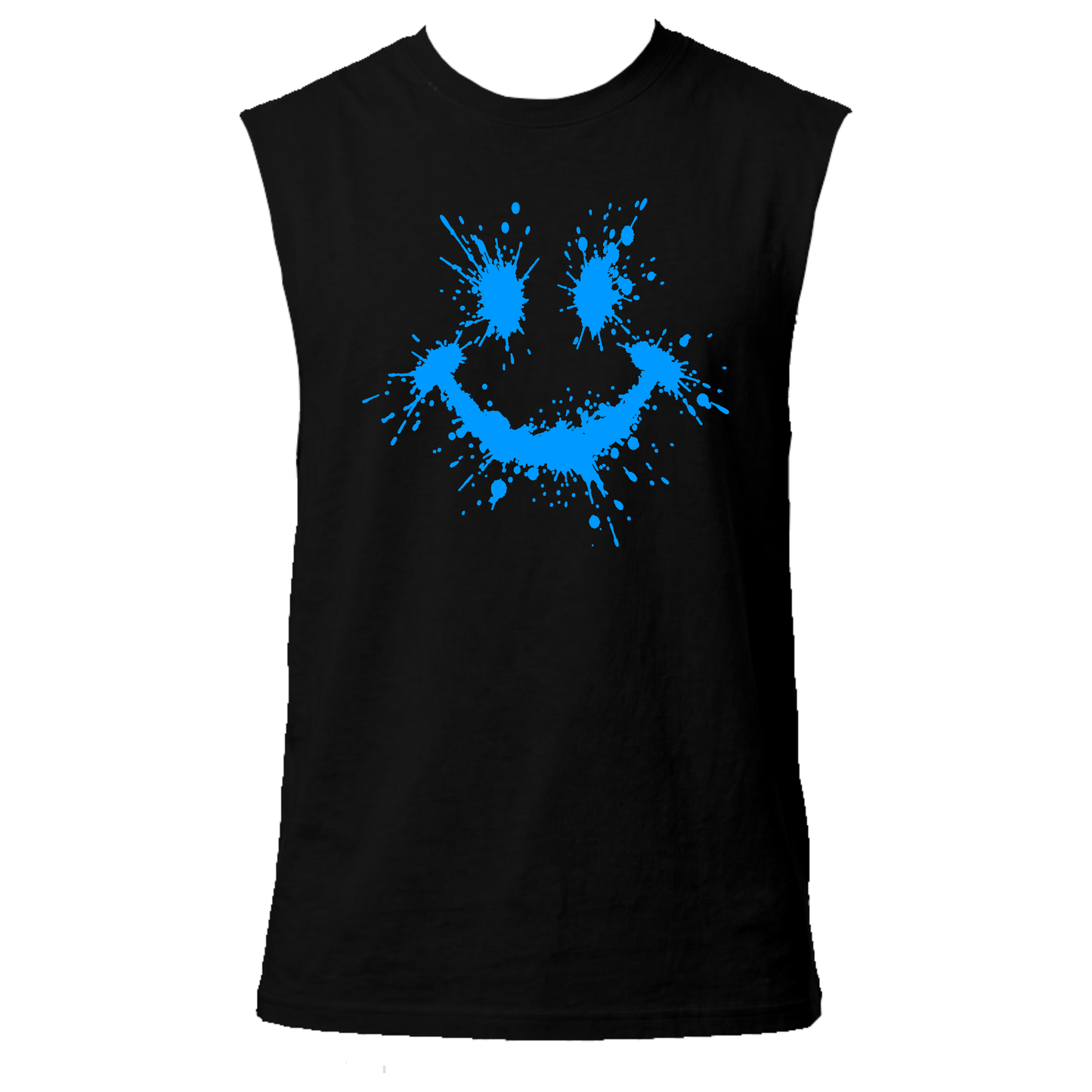 Splattered Smiley Neon UV Reactive Sleeveless Tshirt