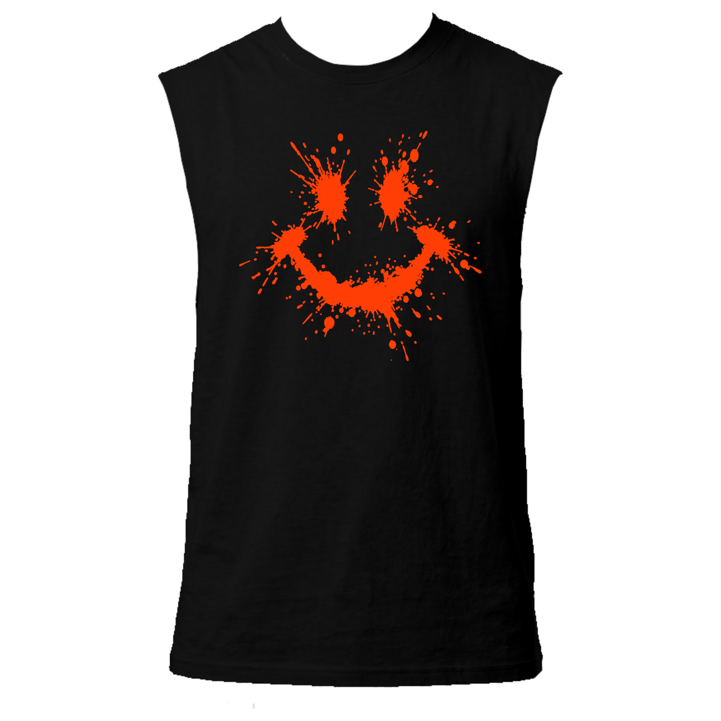 Splattered Smiley Neon UV Reactive Sleeveless Tshirt
