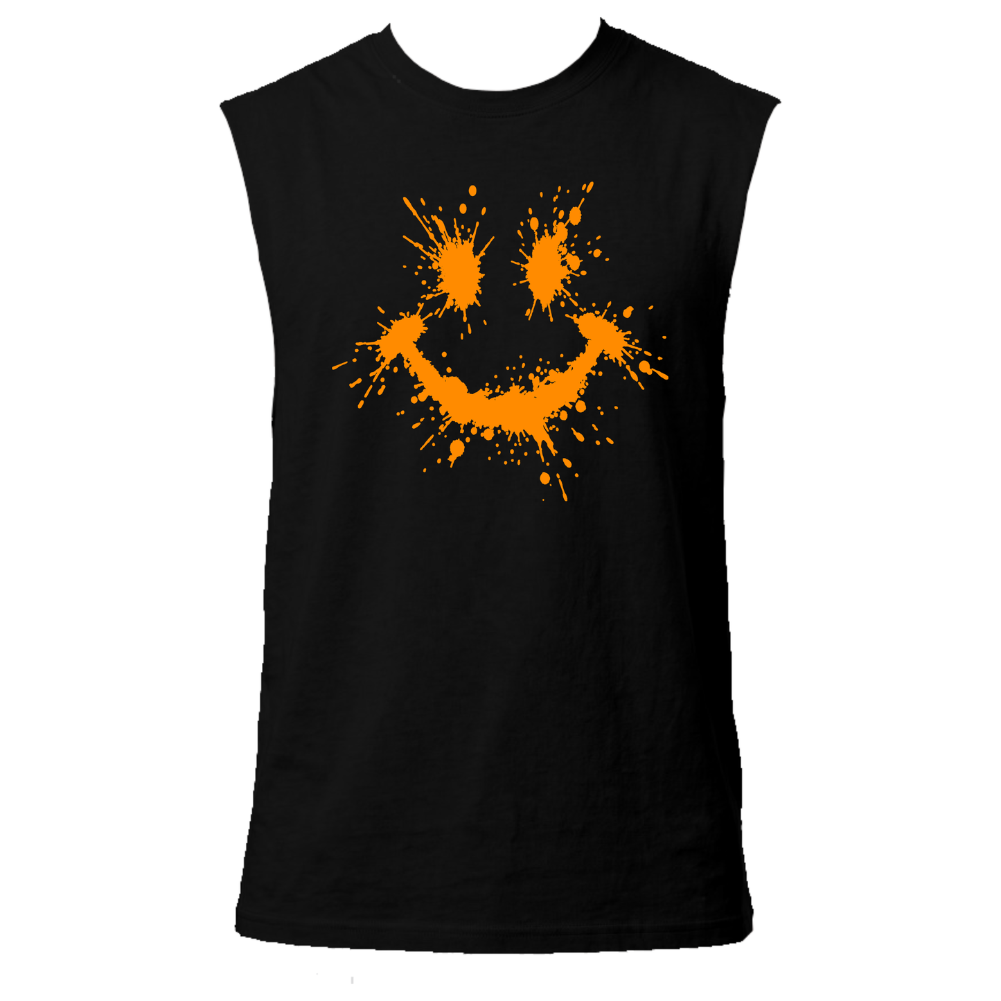 Splattered Smiley Neon UV Reactive Sleeveless Tshirt