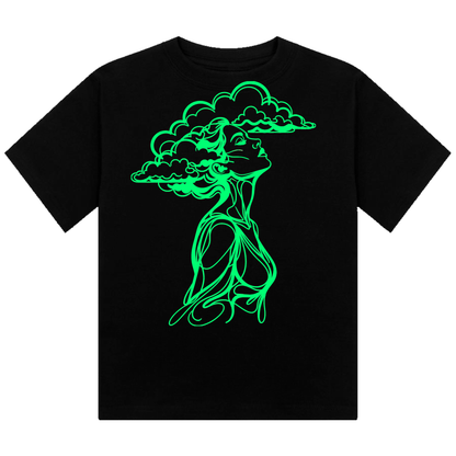 The Girl With Her Head In The Clouds Neon UV Reactive Cropped Tshirt