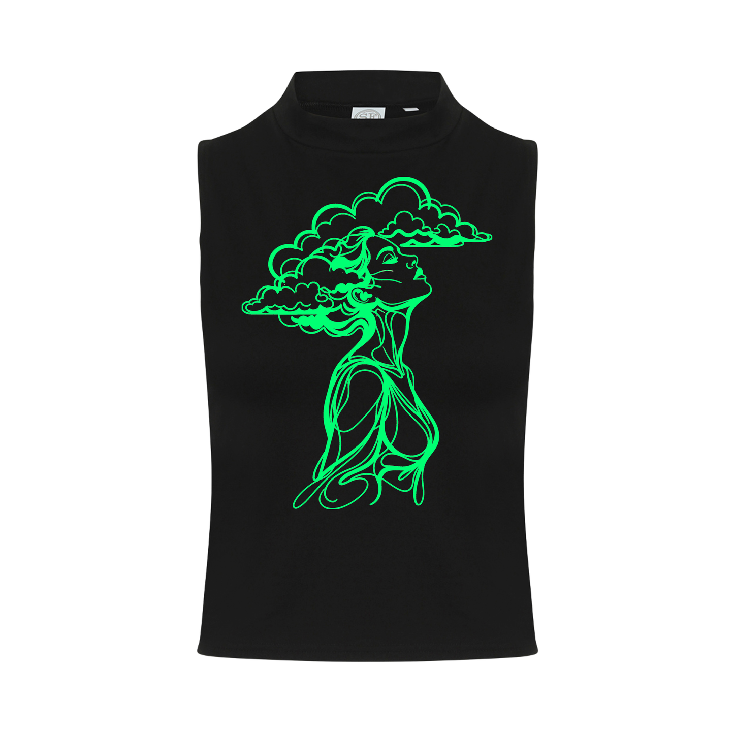 The Girl With Her Head In The Clouds Neon UV Reactive Sleeveless Crop