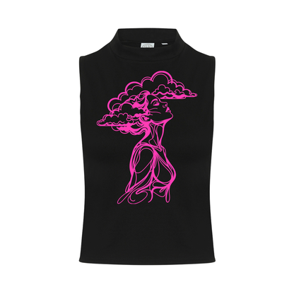 The Girl With Her Head In The Clouds Neon UV Reactive Sleeveless Crop