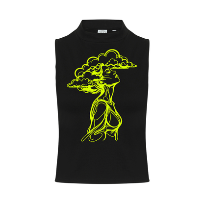 The Girl With Her Head In The Clouds Neon UV Reactive Sleeveless Crop