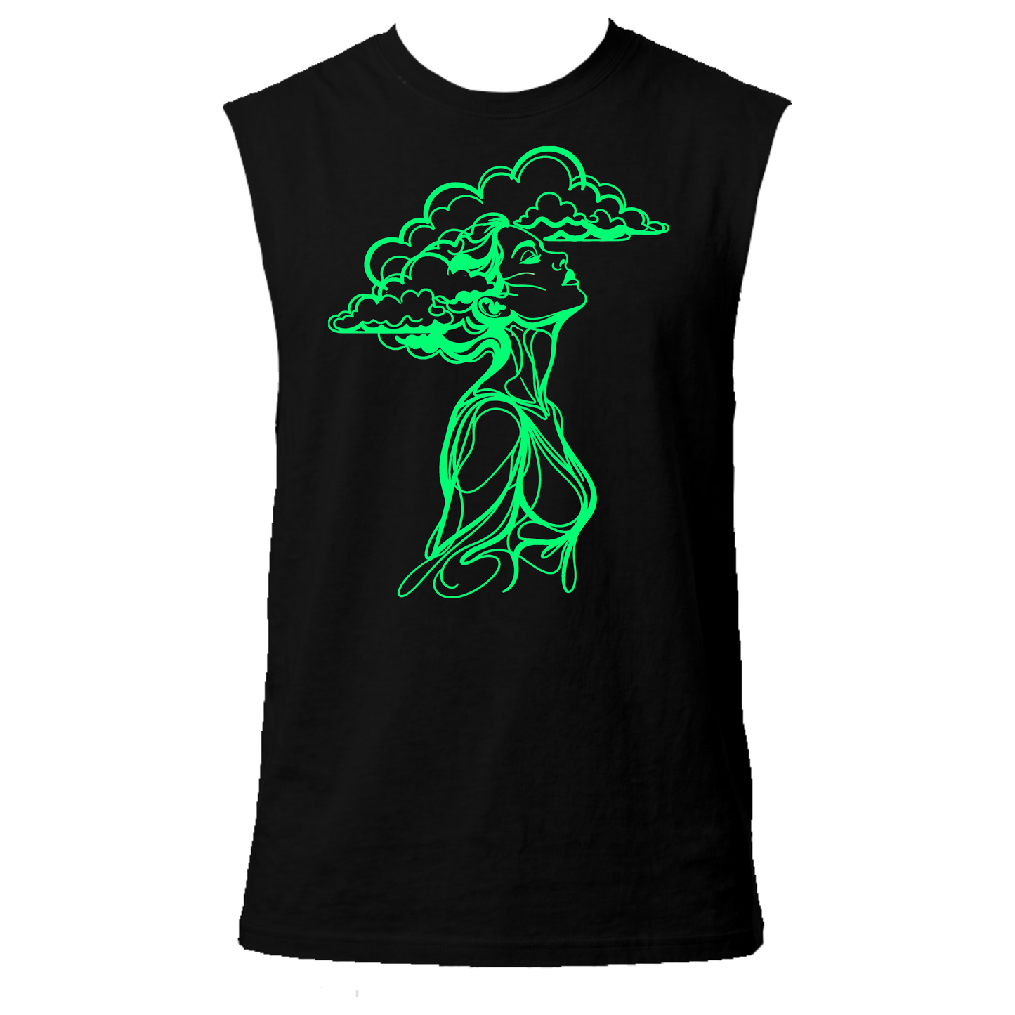 The Girl With Her Head In The Clouds Neon UV Reactive Sleeveless Tshirt