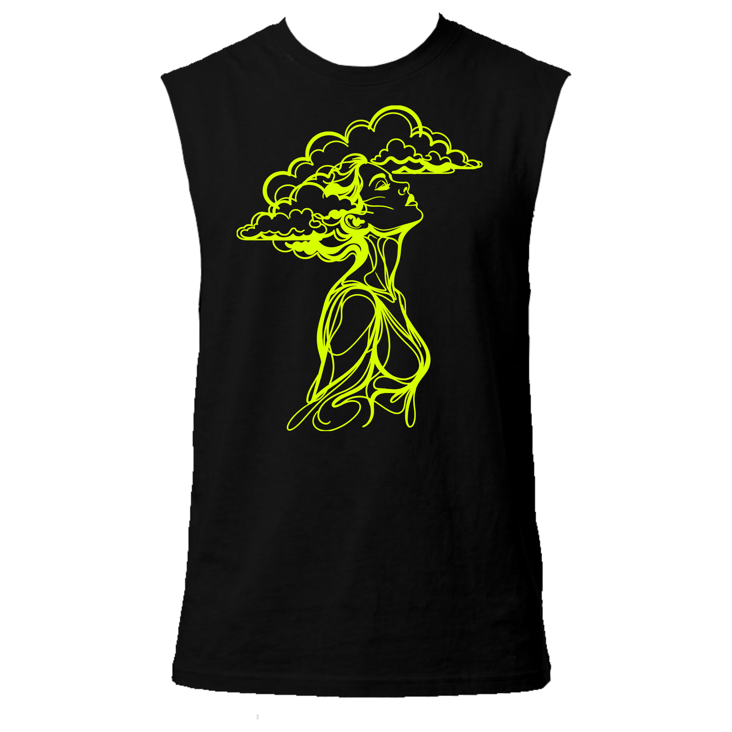 The Girl With Her Head In The Clouds Neon UV Reactive Sleeveless Tshirt